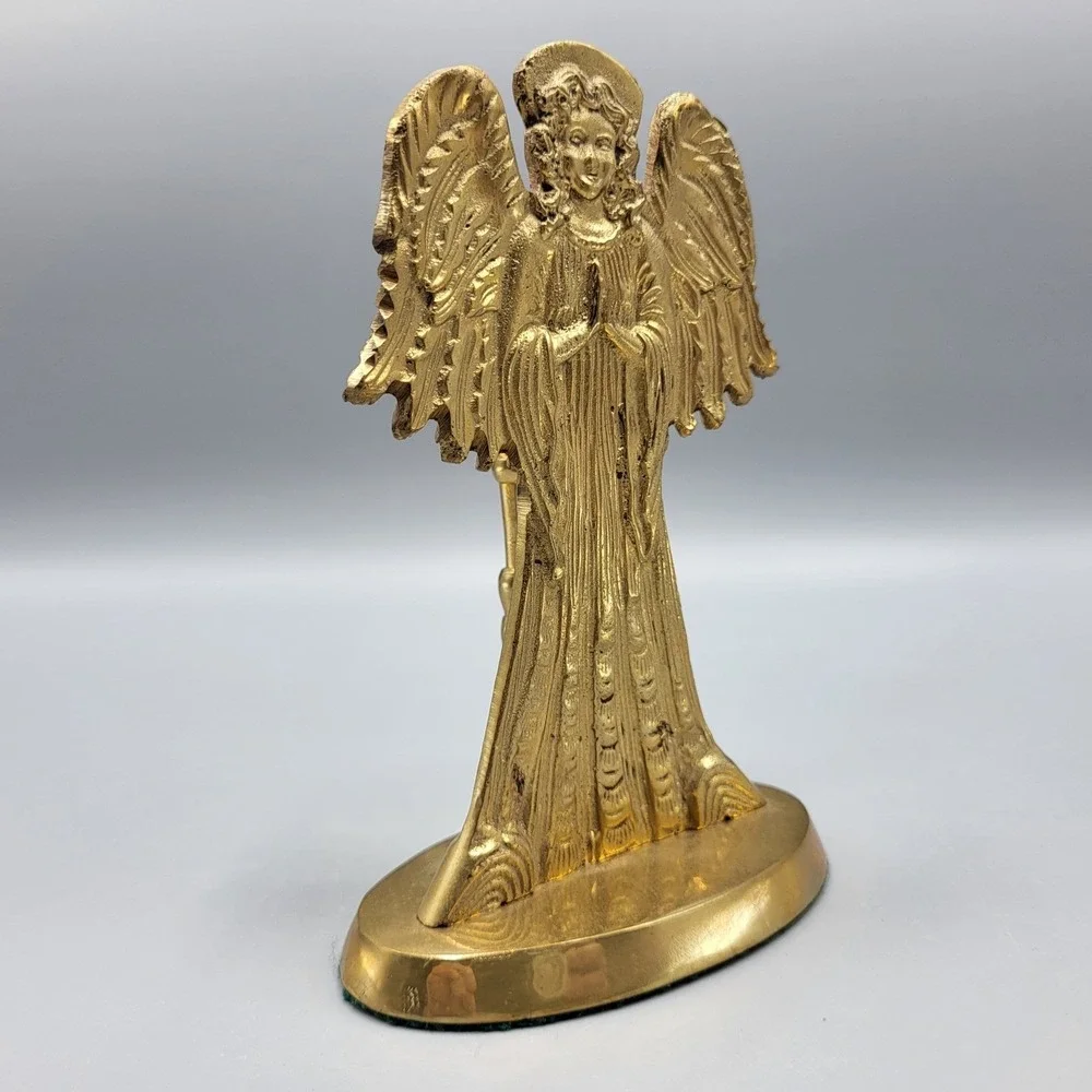 Brass Praying Angel Candle Holder Home Decor Gold Taper Stick Figurine